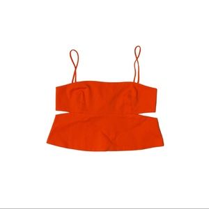 Zara Cut Out Spaghetti Strap Tank Top. Size: L (Runs Small). Color: Orange